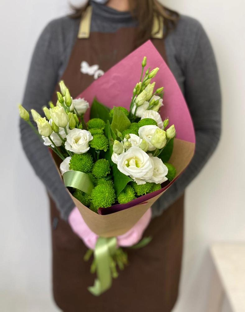 Букет цветов из: Хризантемы и Лизиантусы в Тучково