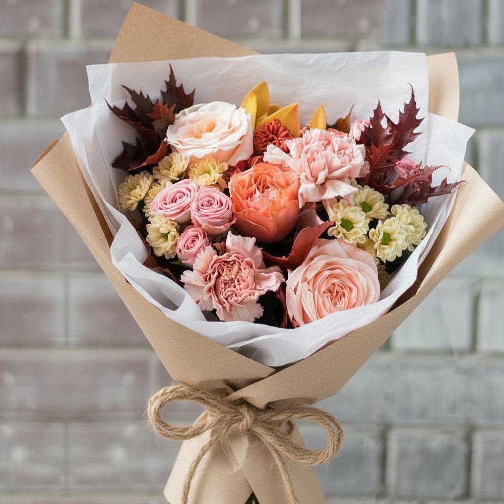 Букет цветов из: Гвоздики, Хризантемы и Розы в Тучково