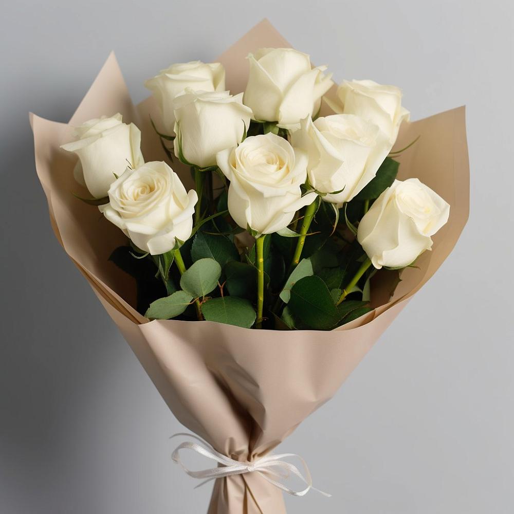 9 Белых роз Эдлесс Лав в Тучково Букет 9 Белых роз Эдлесс Лав в Тучково