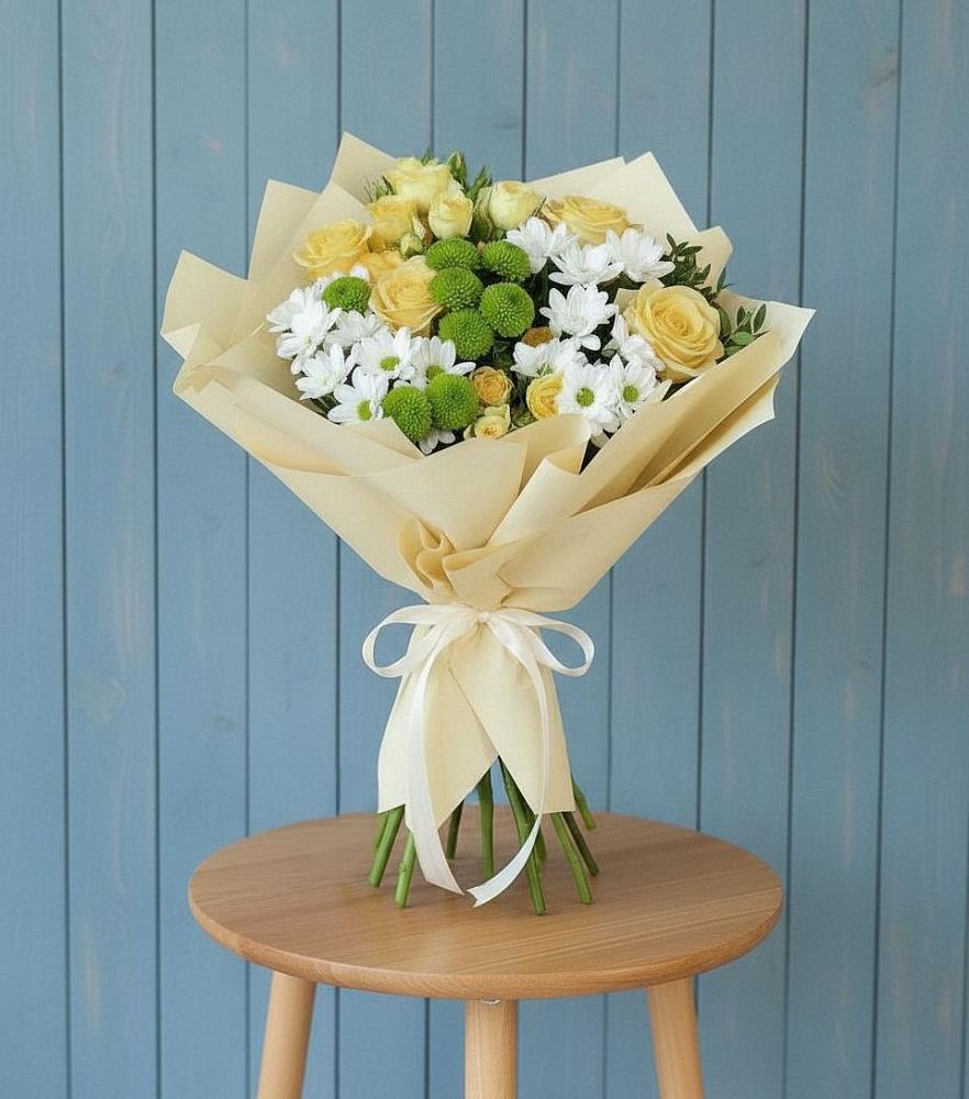 Букет цветов из: Хризантемы и Розы в Тучково