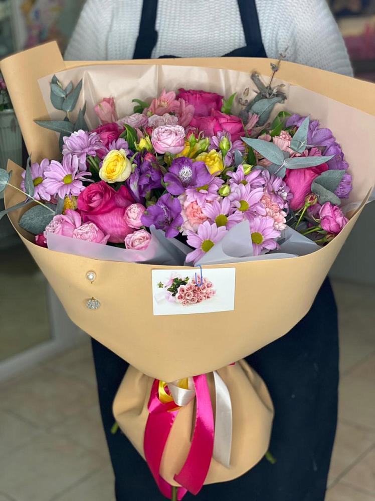 Букет цветов из: Хризантемы, Гвоздики и Альстромерии в Тучково