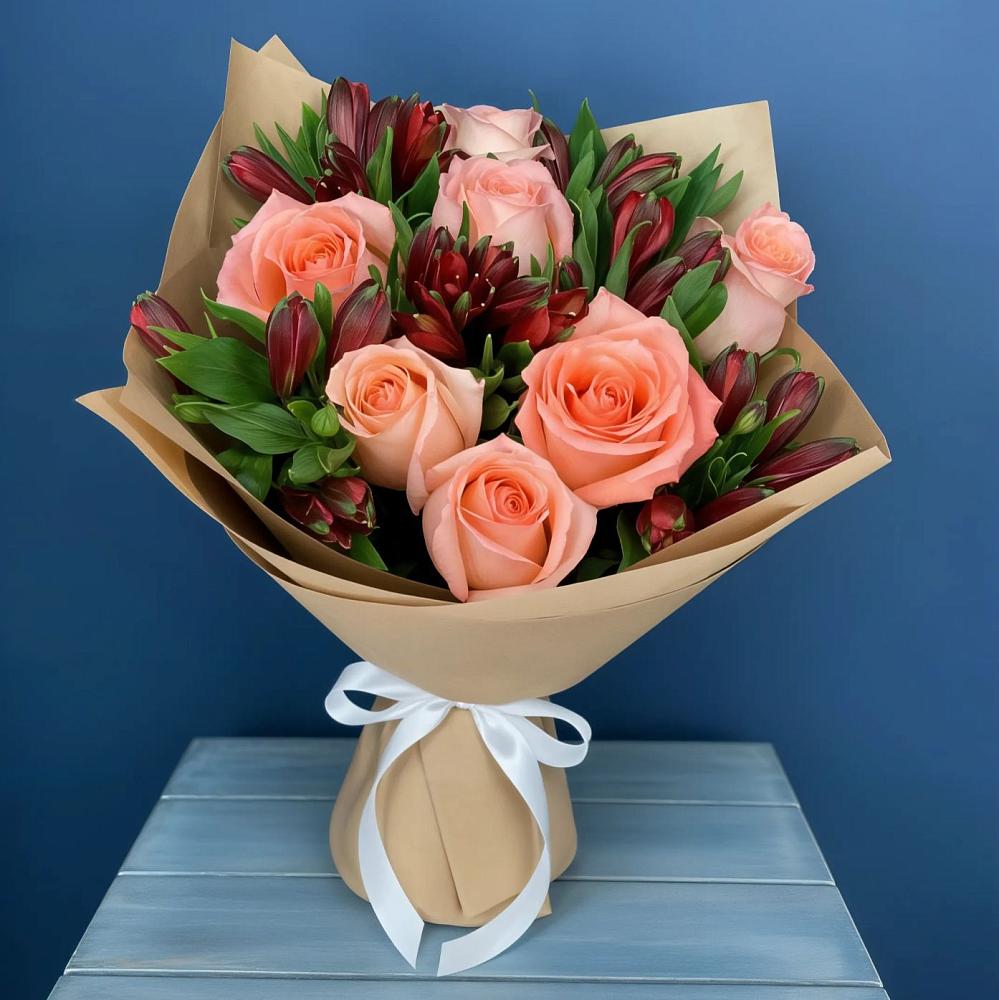 Букет цветов из: Розы и Альстромерии в Тучково