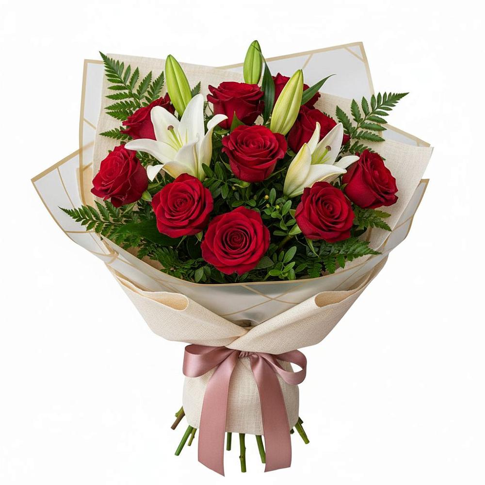 Букет высокая поэзия в Тучково Букет цветов из: Лилии и Розы в Тучково