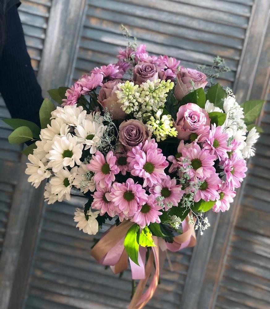 Букет цветов из: Хризантемы и Розы в Тучково