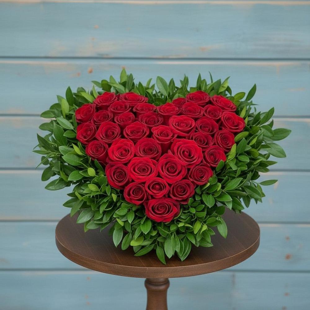 Цветочная композиция из Розы в виде сердца в Тучково