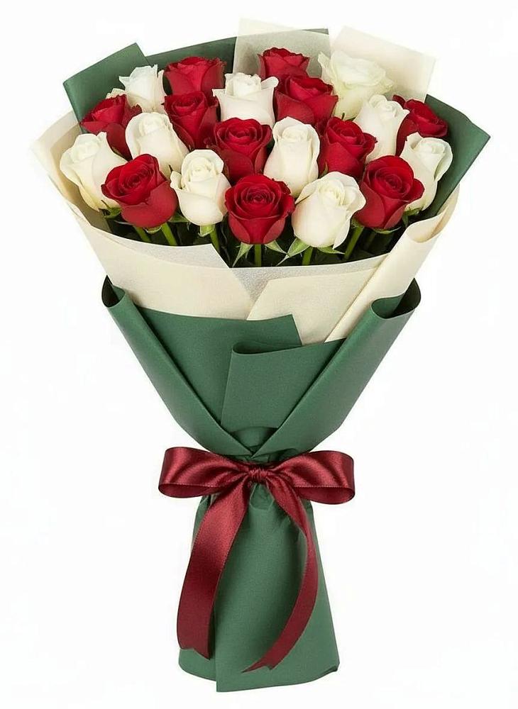 Микс из красных и белых роз в Тучково Букет Микс из красных и белых роз в Тучково