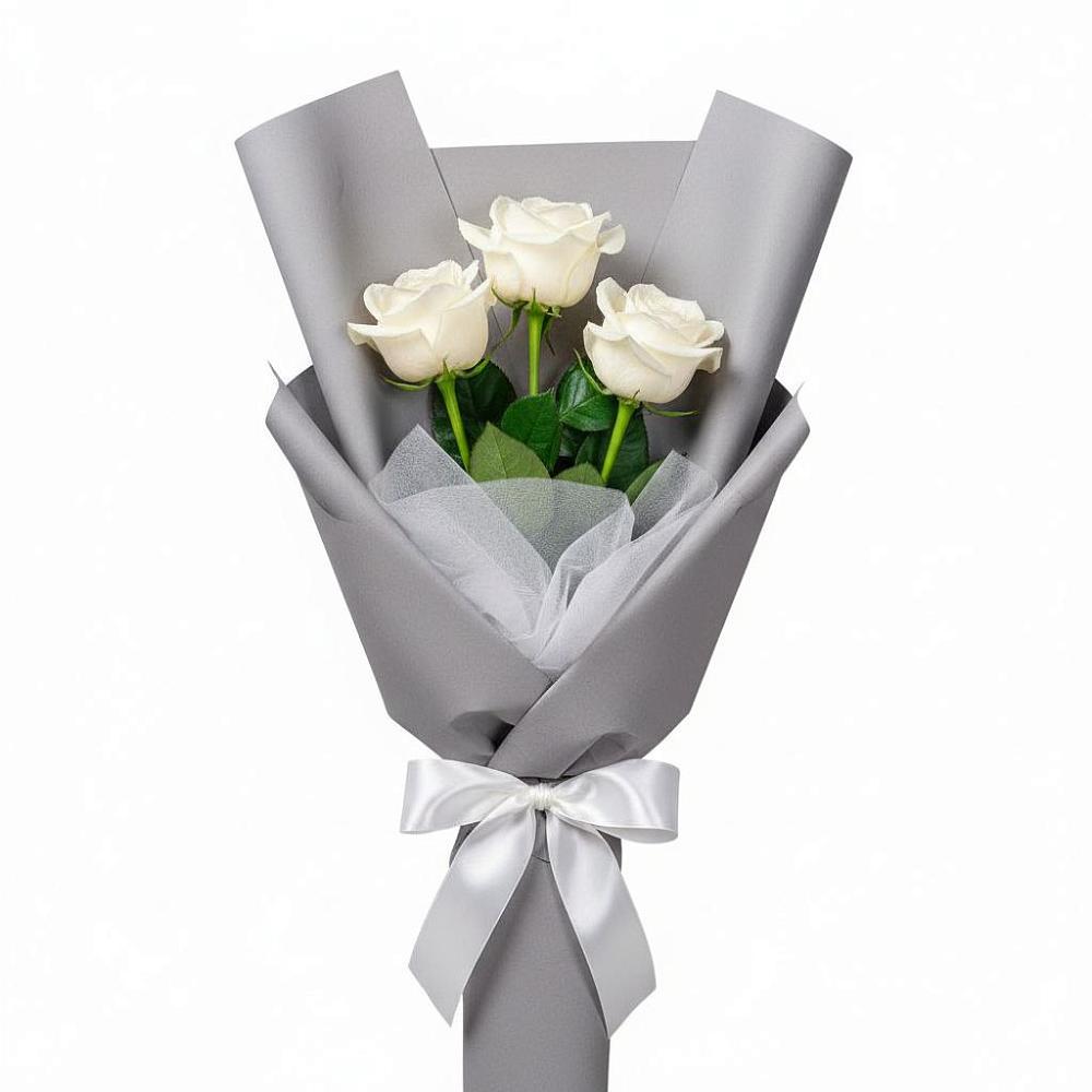Букет 3 белые розы в Тучково Букет 3 белые розы в Тучково