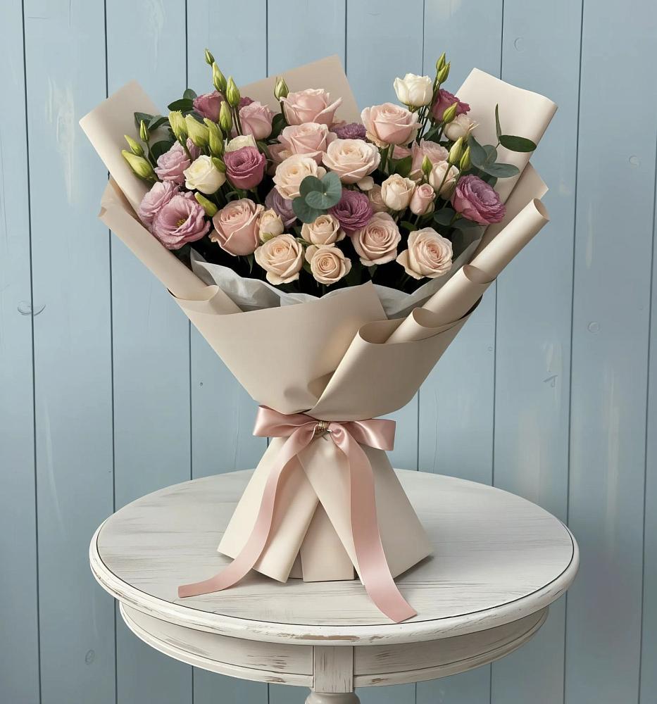 Букет цветов из: Розы и Лизиантусы в Тучково