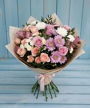 Букет цветов из:  Хризантемы, Розы и Альстромерии в Тучково