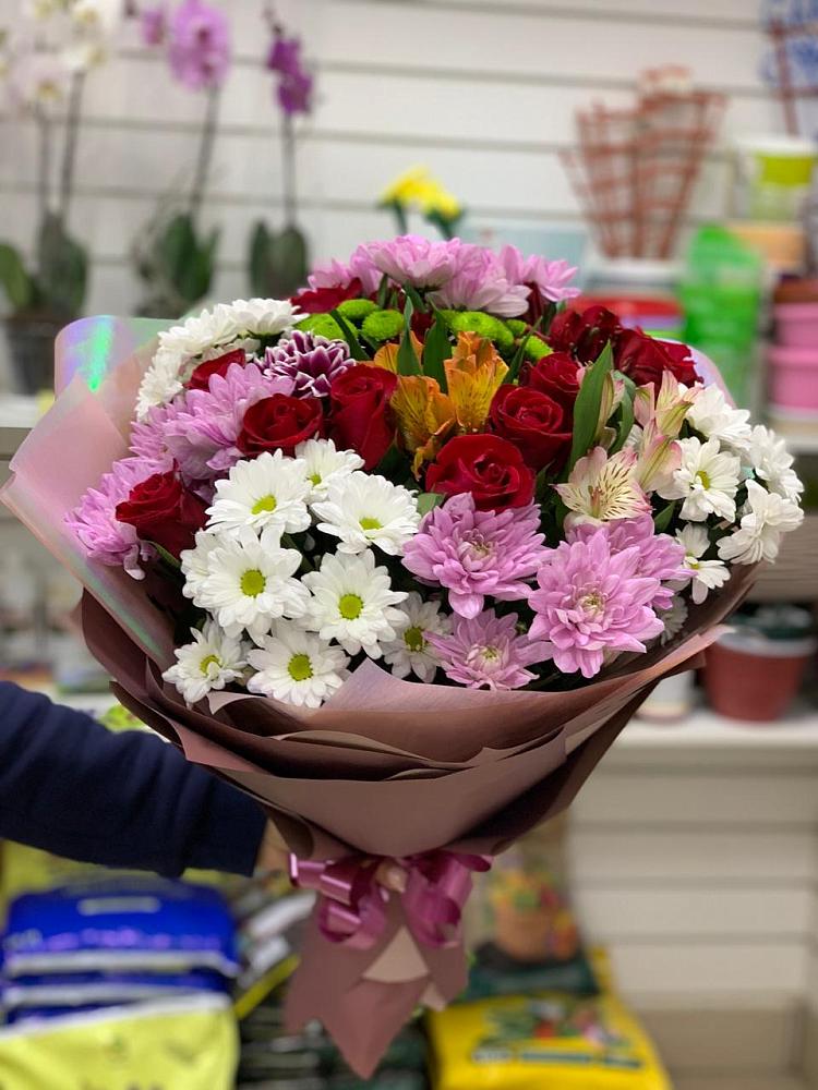 Букет цветов из: Розы, Хризантемы и Альстромерии в Тучково