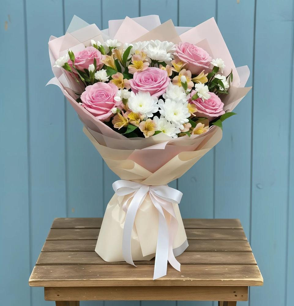 Букет французская меренга в Тучково Букет цветов из: Гвоздики, Орхидеи и Розы в Тучково