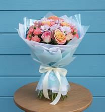 Букет Счастливые мгновение в Тучково Букет цветов из:  Хризантемы и Розы в Тучково
